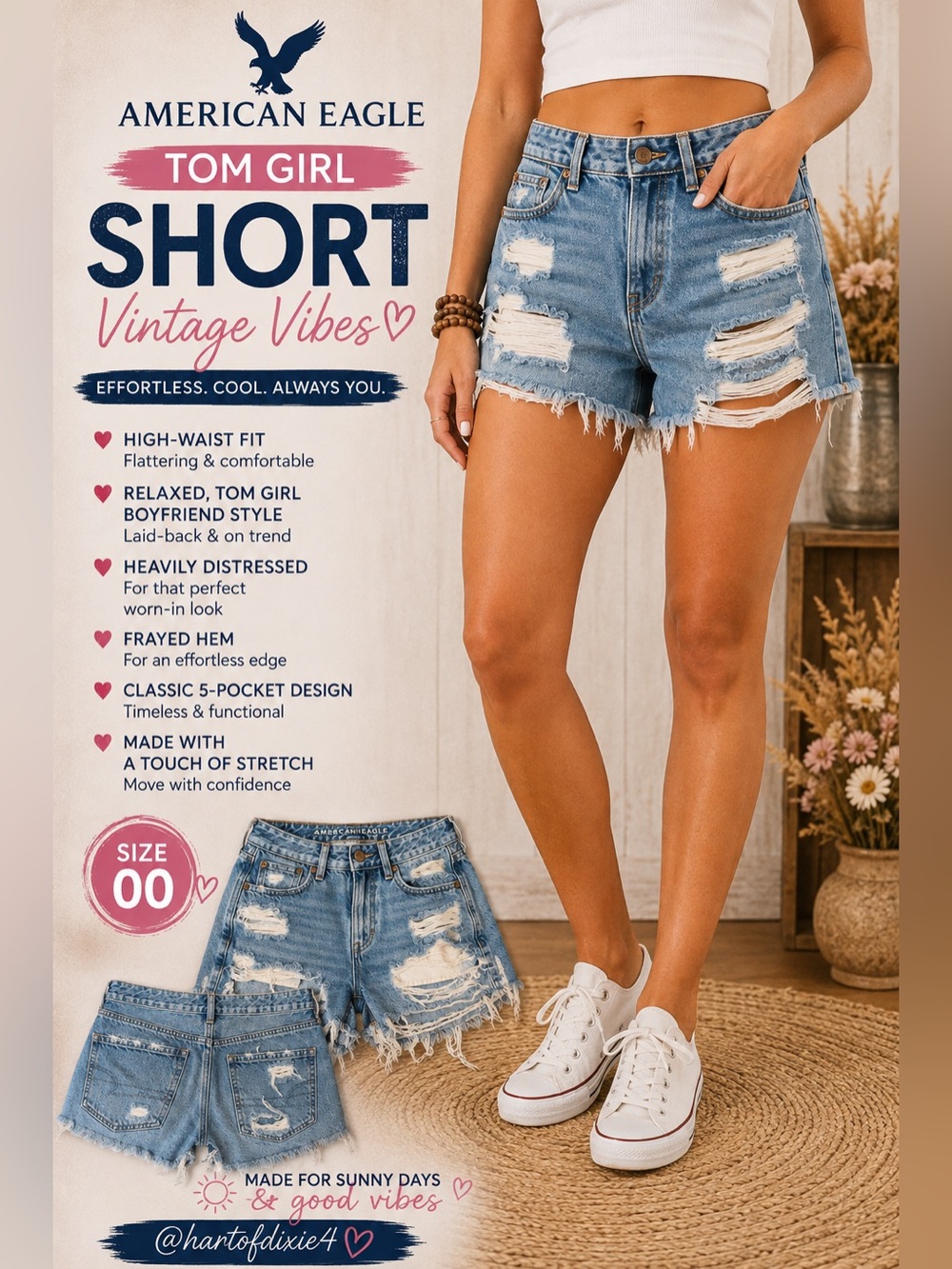 American Eagle Outfitters Tom Girl Distressed Denim Shorts - Light Blue